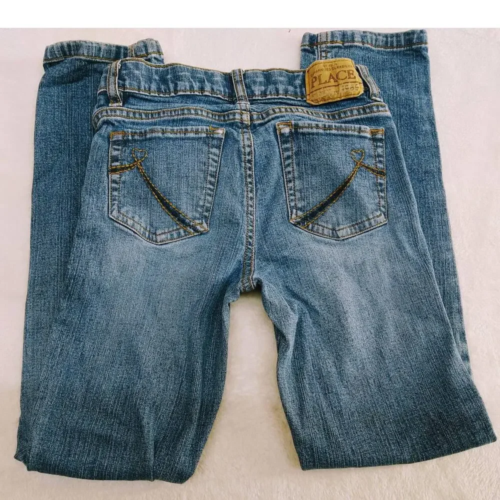 Children's Place‎ Skinny Straight Blue Jeans Girls Size 10 Adjustable Waist